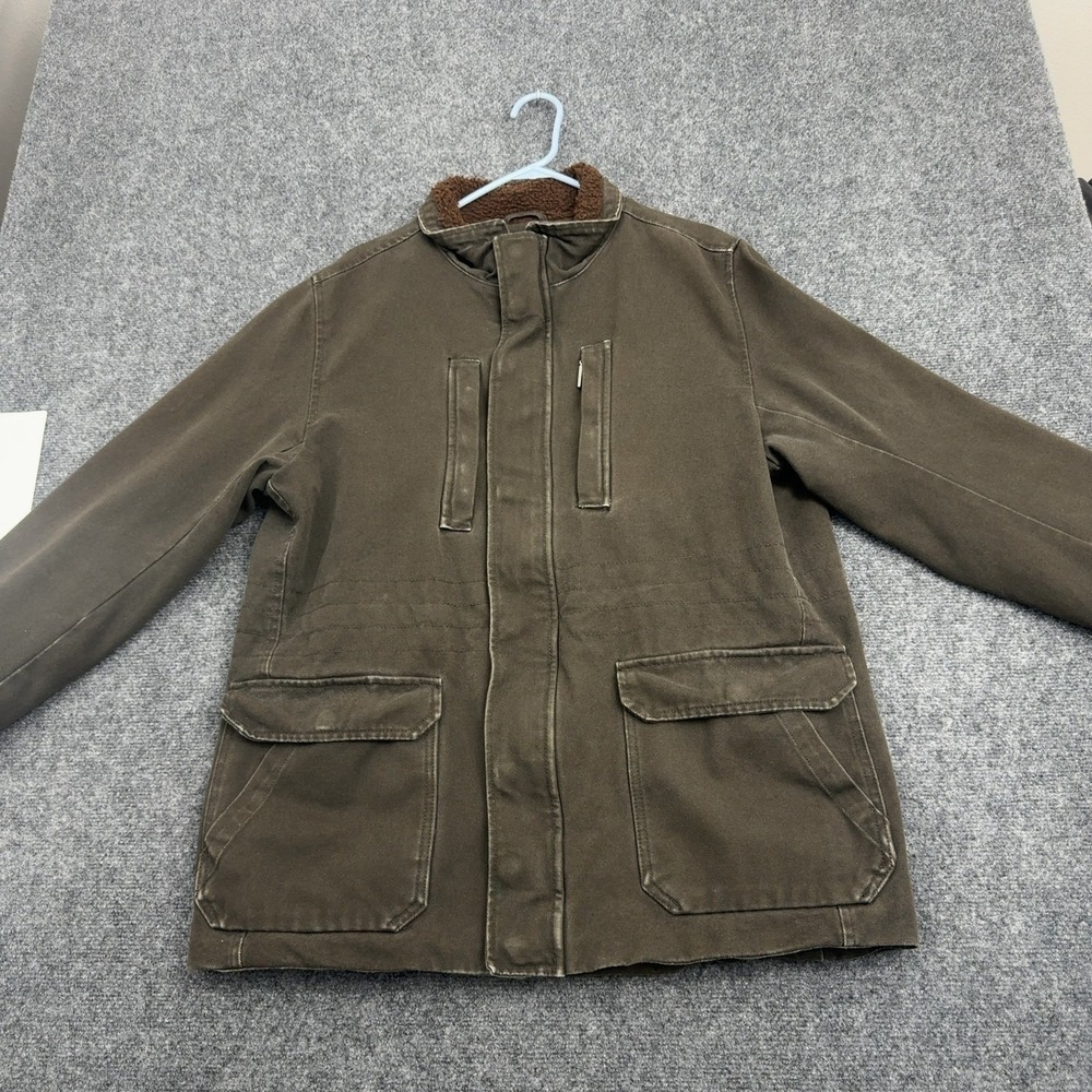 Tommy Hilfiger Jacket Mens M Brown Cotton Canvas Sherpa Lined Field Workwear